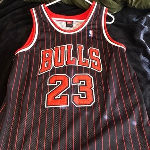 Authentic Chicago Bulls Black Pinstripe Jersey